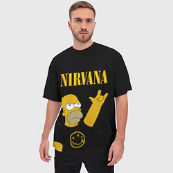 Футболка оверсайз мужская NIRVANA ГОМЕР СИМПСОН, SIMPSONS, цвет: 3D-принт — фото 2