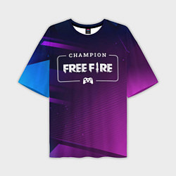 Мужская футболка оверсайз Free Fire Gaming Champion: рамка с лого и джойстик