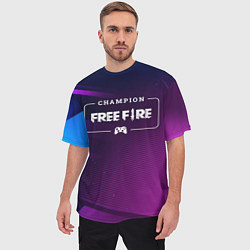 Футболка оверсайз мужская Free Fire Gaming Champion: рамка с лого и джойстик, цвет: 3D-принт — фото 2