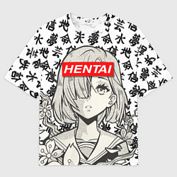 Футболка оверсайз мужская HENTAI SCHOOL GIRL ХЕНТАЙ ШКОЛЬНИЦА, цвет: 3D-принт