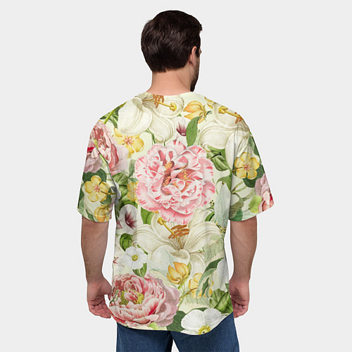 Мужская футболка оверсайз Цветы Жаркое Лето / 3D-принт – фото 4
