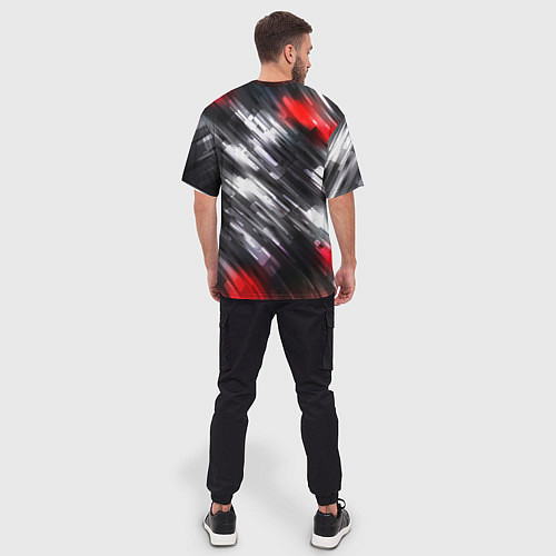 Мужская футболка оверсайз NEON abstract pattern неоновая абстракция / 3D-принт – фото 4