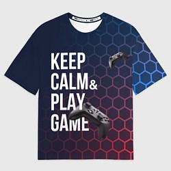 Футболка оверсайз мужская KEEP CALM& PLAY GAME PATTERN HEXAGONAL, цвет: 3D-принт
