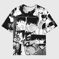 Футболка оверсайз мужская Токийский гуль паттерн, цвет: 3D-принт