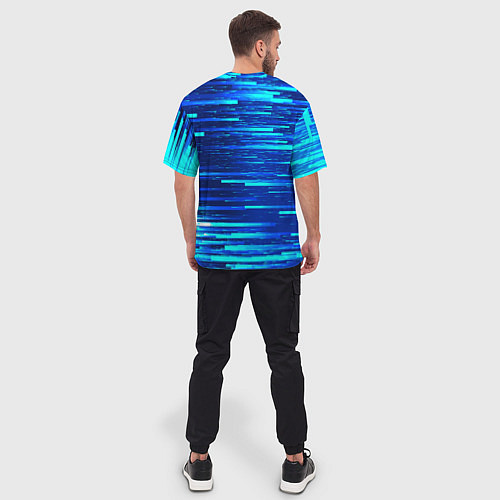 Мужская футболка оверсайз BLUE STRIPES / 3D-принт – фото 4