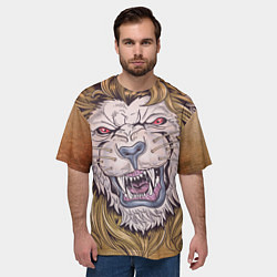 Футболка оверсайз мужская Лев оскалился, цвет: 3D-принт — фото 2