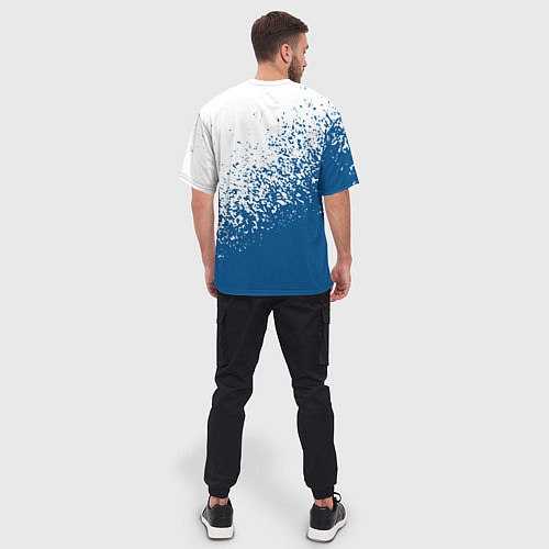 Мужская футболка оверсайз Psg синие брызги / 3D-принт – фото 4
