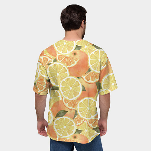 Мужская футболка оверсайз Летние Апельсины / 3D-принт – фото 4