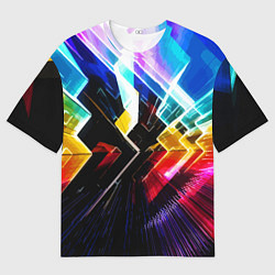Футболка оверсайз мужская Неоновая молния Абстракция Neon Lightning Abstract, цвет: 3D-принт