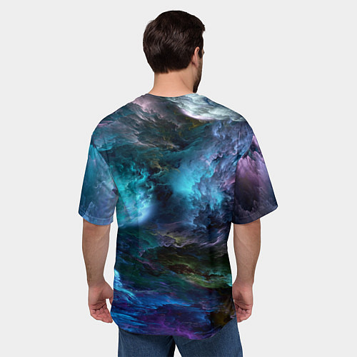 Мужская футболка оверсайз Неоновые облака neon clouds / 3D-принт – фото 4