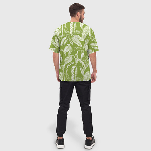 Мужская футболка оверсайз Зелёные Тропики Лета / 3D-принт – фото 4