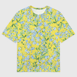 Футболка оверсайз мужская Цветы Незабудки На Жёлтом Фоне, цвет: 3D-принт