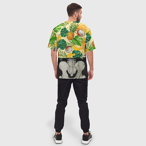 Мужская футболка оверсайз Тропики Ритм Джунглей Ананасы Кокосы Бананы / 3D-принт – фото 4