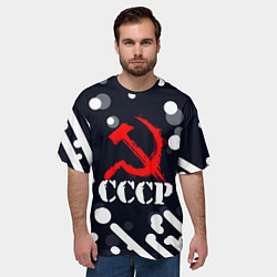 Футболка оверсайз мужская СОВЕТСКИЙ СОЮЗ - СЕРП И МОЛОТ - АБСТРАКЦИЯ, цвет: 3D-принт — фото 2