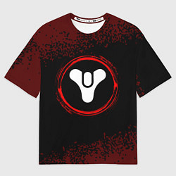 Футболка оверсайз мужская Символ Destiny и краска вокруг на темном фоне, цвет: 3D-принт
