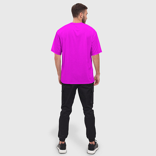 Мужская футболка оверсайз Однотонный розовый неоновый Пион / 3D-принт – фото 4