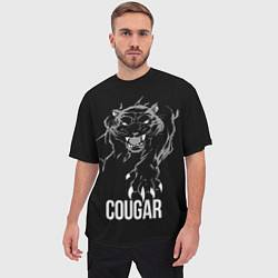 Футболка оверсайз мужская Cougar on the hunt - Пума на охоте, цвет: 3D-принт — фото 2