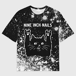 Футболка оверсайз мужская Группа Nine Inch Nails и Рок Кот, цвет: 3D-принт