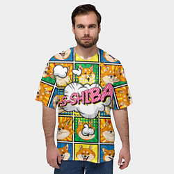 Футболка оверсайз мужская Pop art shiba inu, цвет: 3D-принт — фото 2
