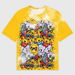 Футболка оверсайз мужская Семья смайлов, цвет: 3D-принт