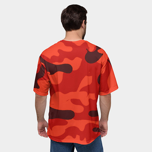 Мужская футболка оверсайз Рыжий камуфляж Огонь Пятна / 3D-принт – фото 4