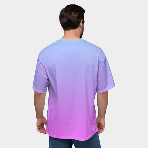 Мужская футболка оверсайз Голубо-розовый градиент / 3D-принт – фото 4