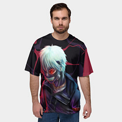 Футболка оверсайз мужская Токийский Гуль-лицо в маске, цвет: 3D-принт — фото 2