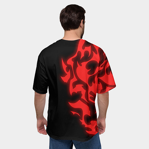 Мужская футболка оверсайз КРАСНЫЙ ЩИТ ПРОКЛЯТЫЙ / 3D-принт – фото 4
