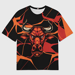 Мужская футболка оверсайз Голова красного быка