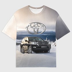 Мужская футболка оверсайз Toyota Land Cruiser 200 в зимнем лесу Winter fores