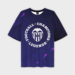 Мужская футболка оверсайз Символ Valencia и круглая надпись Football Legends