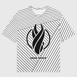 Футболка оверсайз мужская Символ Dead Space на светлом фоне с полосами, цвет: 3D-принт