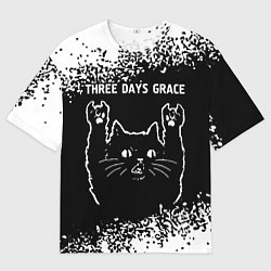 Футболка оверсайз мужская Группа Three Days Grace и Рок Кот, цвет: 3D-принт