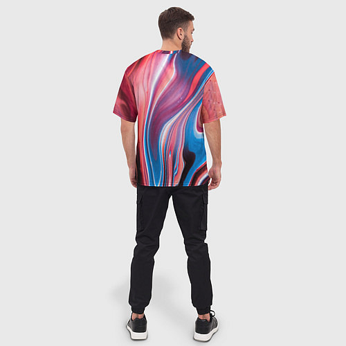 Мужская футболка оверсайз Colorful river / 3D-принт – фото 4