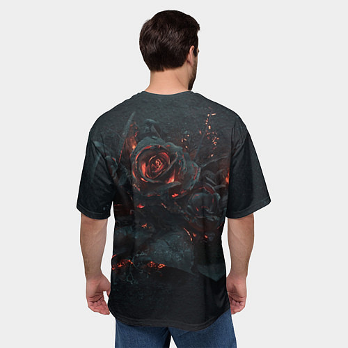 Мужская футболка оверсайз Тлеющий розы / 3D-принт – фото 4