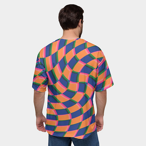 Мужская футболка оверсайз Wavy Squares / 3D-принт – фото 4