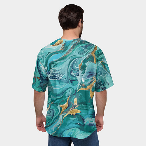 Мужская футболка оверсайз Имитация малахита / 3D-принт – фото 4