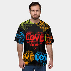 Футболка оверсайз мужская Love, Amor, Любовь - Неон версия, цвет: 3D-принт — фото 2