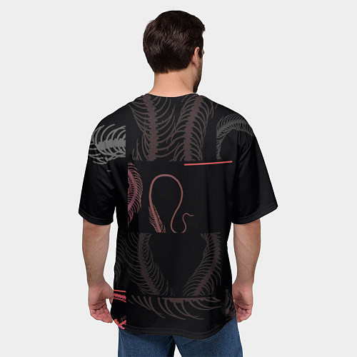 Мужская футболка оверсайз Скелет змеи Snake skeleton / 3D-принт – фото 4