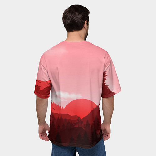 Мужская футболка оверсайз Закат в горах в розовых тонах / 3D-принт – фото 4