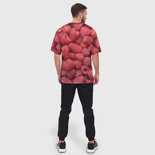 Мужская футболка оверсайз Малина - ягоды / 3D-принт – фото 4