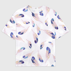 Мужская футболка оверсайз Разноцветные Падающие Перья