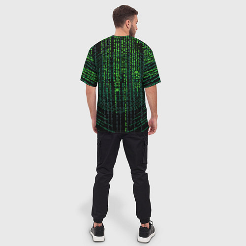 Мужская футболка оверсайз Бинарная матрица / 3D-принт – фото 4