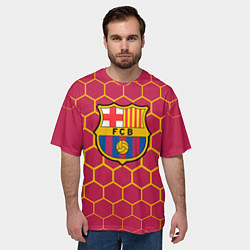 Футболка оверсайз мужская FC BARCELONA соты, цвет: 3D-принт — фото 2