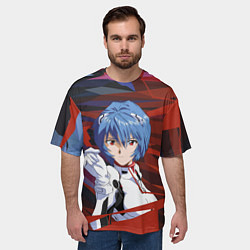 Футболка оверсайз мужская Рей Аянами из Евангелион, цвет: 3D-принт — фото 2