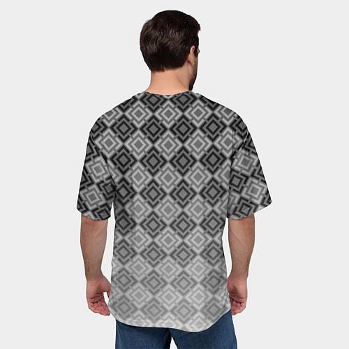 Мужская футболка оверсайз Геометрический узор в серых тонах градиент / 3D-принт – фото 4