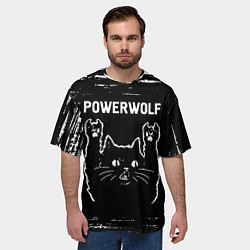 Футболка оверсайз мужская Группа Powerwolf и Рок Кот, цвет: 3D-принт — фото 2