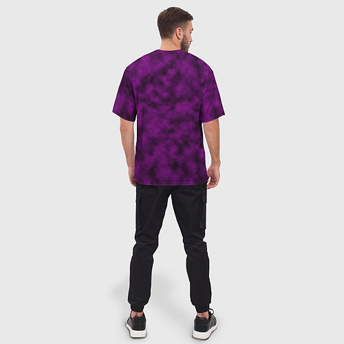Мужская футболка оверсайз Черно-пурпурная облачность / 3D-принт – фото 4