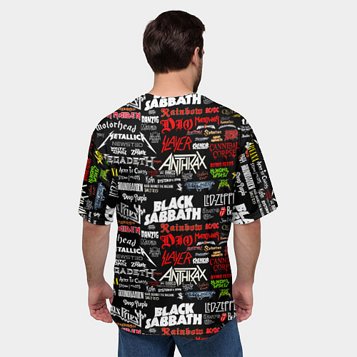 Мужская футболка оверсайз THE TEXTURE OF MUSICAL ROCK BANDS / 3D-принт – фото 4