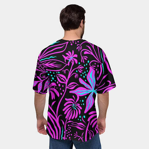 Мужская футболка оверсайз Цветочная композиция Fashion trend / 3D-принт – фото 4
